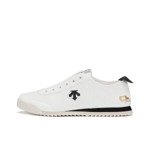 [데상트]DESCENTE Chron 캐주얼 라이프 캐주얼화 남녀공용 신발끈 없는 화이트블랙