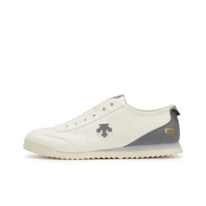 [데상트]DESCENTE Chron 캐주얼 라이프 캐주얼화 남여공용 신발끈 없는 화이트 뉴트럴블랙